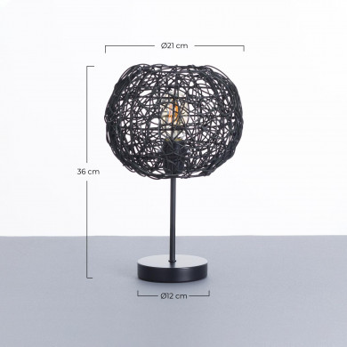 LAMPARA DE MESA LIAN METAL-RATTAN NEGRO DN23X37CM SEVEN ON DECO
