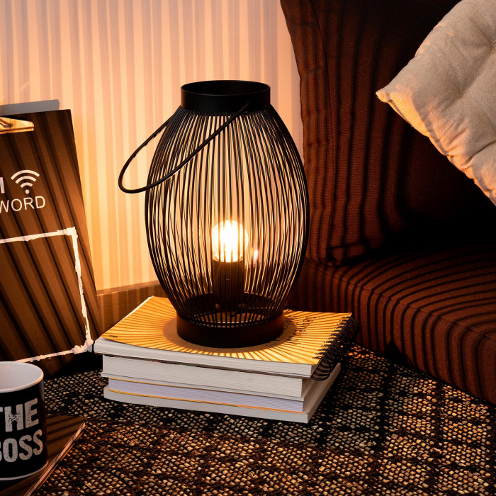 LAMPARA DE MESA SHUN HIERRO NEGRO DN18X28.5CM SEVEN ON DECO