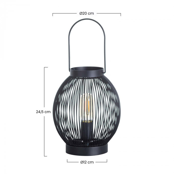 LAMPARA DE MESA KAI HIERRO NEGRO DN20X24.5CM SEVEN ON DECO