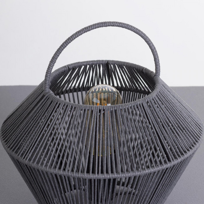 LAMPARA DE MESA SHAORAN METAL-CUERDA GRIS DN24X17/25CM SEVEN ON DECO