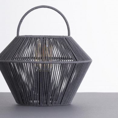 LAMPARA DE MESA SHAORAN METAL-CUERDA GRIS DN24X17/25CM SEVEN ON DECO