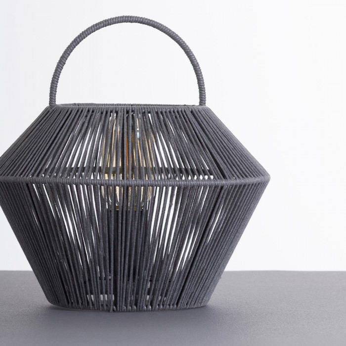 LAMPARA DE MESA SHAORAN METAL-CUERDA GRIS DN24X17/25CM SEVEN ON DECO