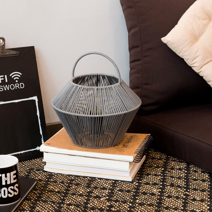 LAMPARA DE MESA SHAORAN METAL-CUERDA GRIS DN24X17/25CM SEVEN ON DECO