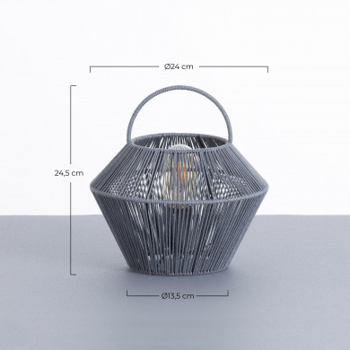 LAMPARA DE MESA SHAORAN METAL-CUERDA GRIS DN24X17/25CM SEVEN ON DECO