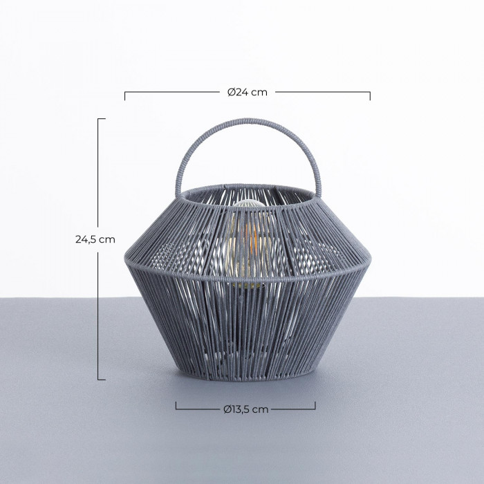 LAMPARA DE MESA SHAORAN METAL-CUERDA GRIS DN24X17/25CM SEVEN ON DECO