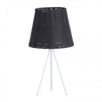 LAMPARA DE MESA YUAN METAL-RATTAN NEGRO/BLANCO DN22.5X37CM SEVEN ON DECO