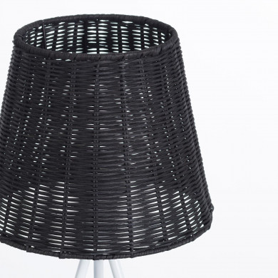LAMPARA DE MESA YUAN METAL-RATTAN NEGRO/BLANCO DN22.5X37CM SEVEN ON DECO
