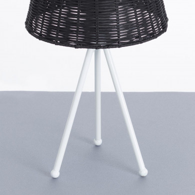 LAMPARA DE MESA YUAN METAL-RATTAN NEGRO/BLANCO DN22.5X37CM SEVEN ON DECO