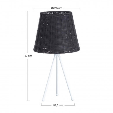 LAMPARA DE MESA YUAN METAL-RATTAN NEGRO/BLANCO DN22.5X37CM SEVEN ON DECO
