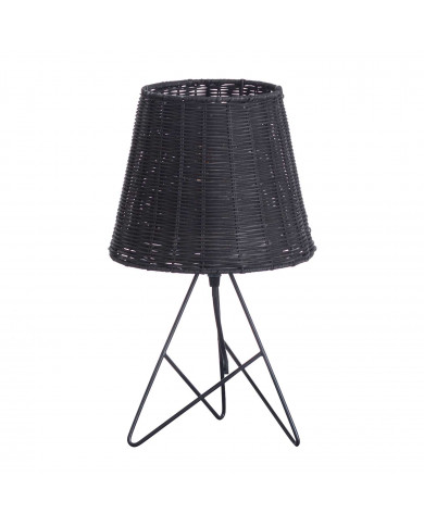 LAMPARA DE MESA YUAN METAL-RATTAN NEGRO DN22.5X37CM SEVEN ON DECO
