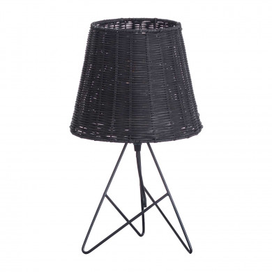 LAMPARA DE MESA YUAN METAL-RATTAN NEGRO DN22.5X37CM SEVEN ON DECO