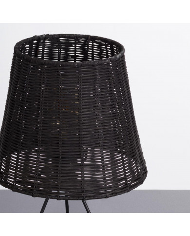LAMPARA DE MESA YUAN METAL-RATTAN NEGRO DN22.5X37CM SEVEN ON DECO
