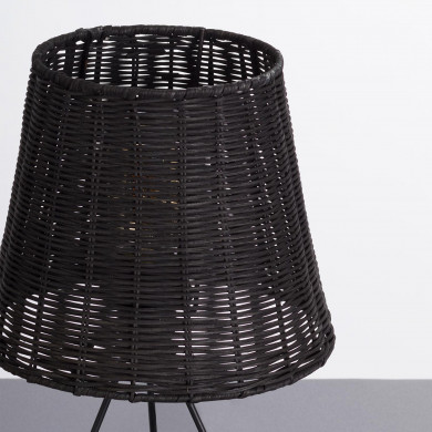 LAMPARA DE MESA YUAN METAL-RATTAN NEGRO DN22.5X37CM SEVEN ON DECO