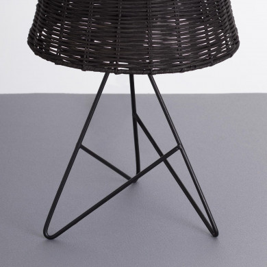 LAMPARA DE MESA YUAN METAL-RATTAN NEGRO DN22.5X37CM SEVEN ON DECO