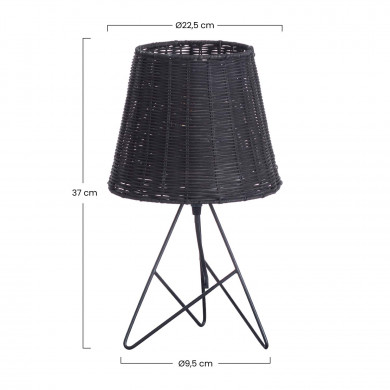 LAMPARA DE MESA YUAN METAL-RATTAN NEGRO DN22.5X37CM SEVEN ON DECO