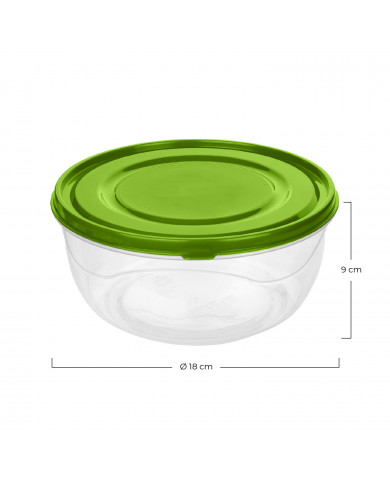 RECIPIENTE HERMETICO REDONDO COLORES SURTIDOS (18x9cm) 1,4L