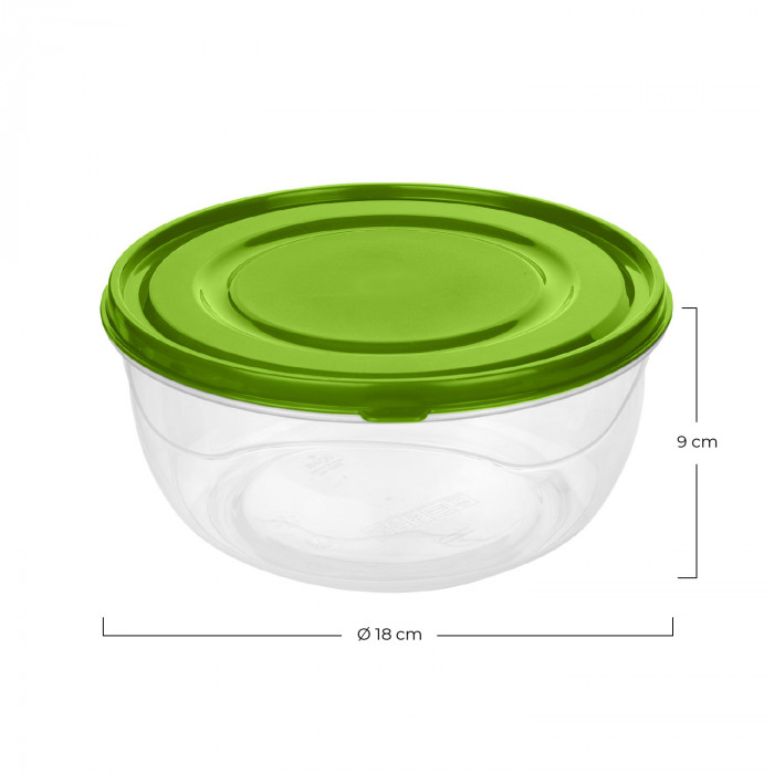 PACK 10 RECIPIENTE HERMETICO REDONDO COLORES SURTIDOS (18x9cm) 1,4L