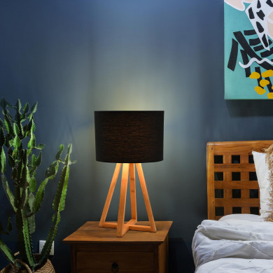 LAMPARA DE MESA EKO NEGRA 25X25X44CM SEVEN ON DECO