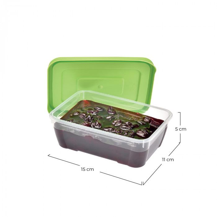 PACK 10 RECIPIENTE HERMETICO RECTANGULAR MINI COLORES SURTIDOS (15x11x5cm) 0,5L