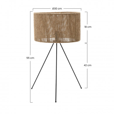 LAMPARA DE MESA BUDI CAÑAMO 31X31X55CM SEVEN ON DECO