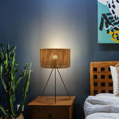 LAMPARA DE MESA BUDI CAÑAMO 31X31X55CM SEVEN ON DECO