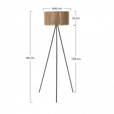 LAMPARA DE PIE BUDI CAÑAMO 42X42X148CM SEVEN ON DECO