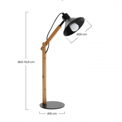 LAMPARA FLEXO DE MESA DARMA NEGRA/BAMBU SEVEN ON DECO