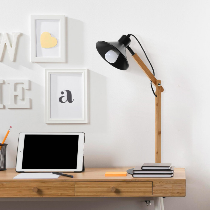 LAMPARA FLEXO DE MESA DARMA NEGRA/BAMBU SEVEN ON DECO