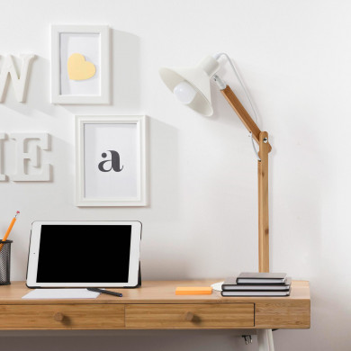 LAMPARA FLEXO DE MESA DARMA BLANCA/BAMBU SEVEN ON DECO