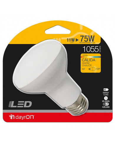 BOMBILLA LED REFLECTORA R63 E27 11W (75W) 1055LM 3000K 25000H 7hDayron BL.1
