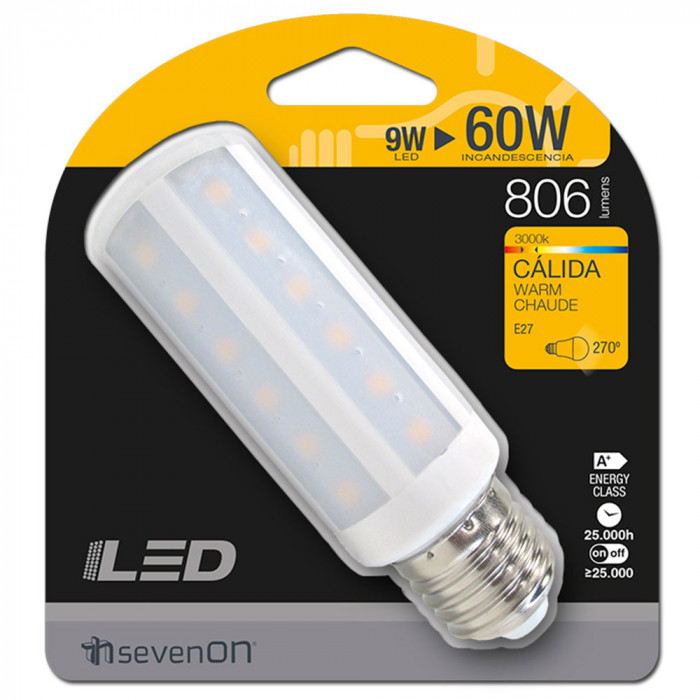 BOMBILLA LED MAZORCA E27 9W (60W) 806LM 3000K 25000H 7hSevenOn BL.1
