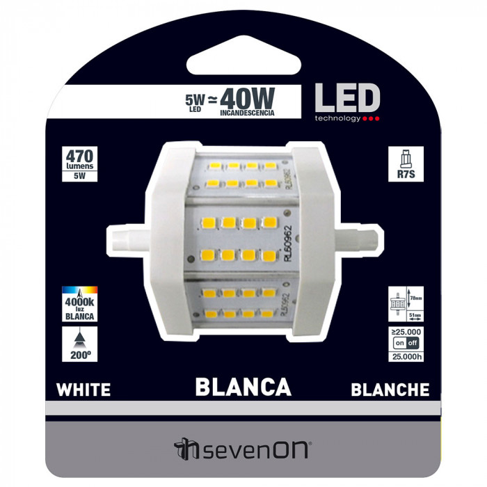 LED SMD 5W 470lm R7S 78mm 200º 4000K 25000h 7hSevenOn BL.1