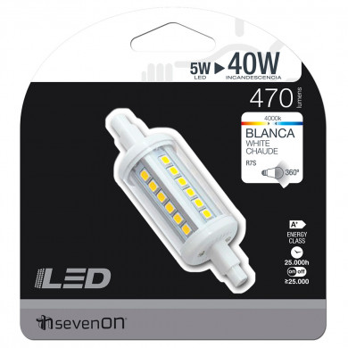 BOMBILLA LED R7S 78MM 5W (40W) 470LM 4000K 25000H 7hSevenOn BL.1
