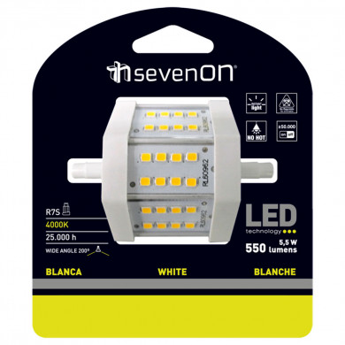 LED SMD 5,5W (50W) 550lm R7S - 78mm 25000H 4000K 200º 7HSevenOn Bl.1