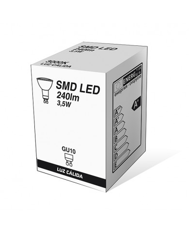 LED SMD SPOTLIGHT PLASTICO 3,5W (25W) 240lm GU10 120º 3000K 10000H CJ.1