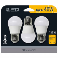 BOMBILLA LED ESFERICA G45 E27 6W (40W) 470LM 3000K 15000H 7hSevenOn BL.3
