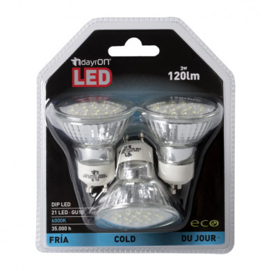 LED SMD SPOTLIGHT PLASTICO 3,5W (25W) 240lm GU10 120º 6000K 15000H 7hSevenOn BL.3