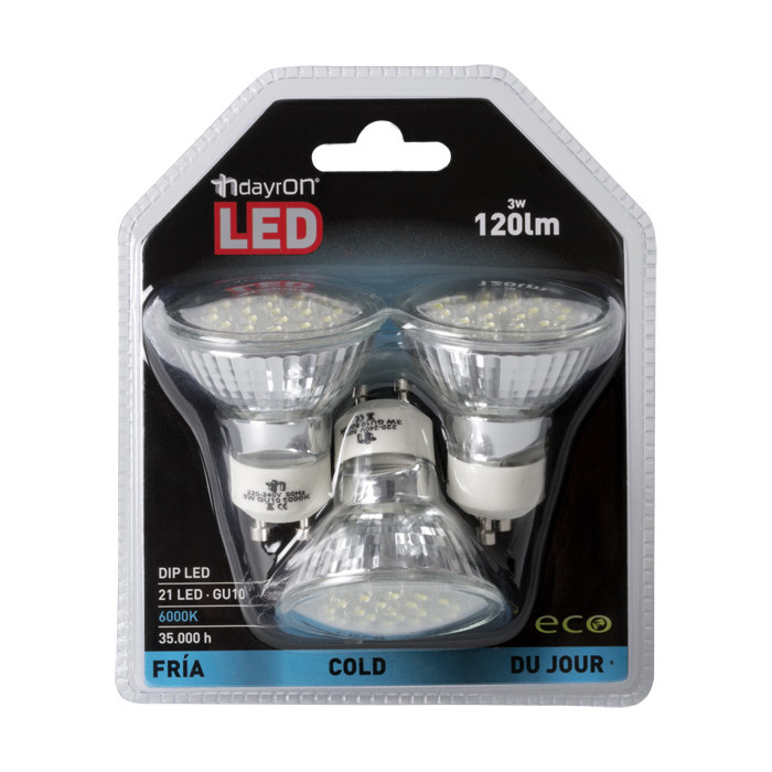 LED SMD SPOTLIGHT PLASTICO 3,5W (25W) 240lm GU10 120º 6000K 15000H 7hSevenOn BL.3