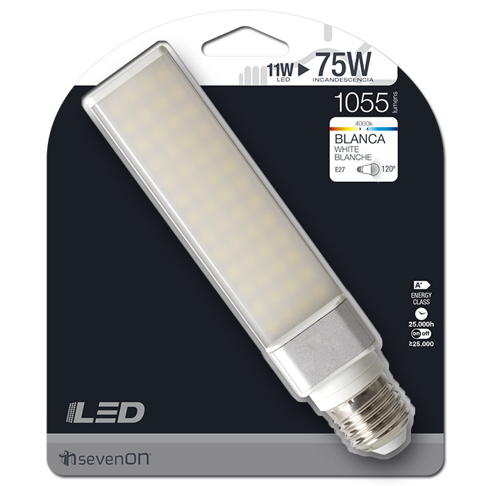 LED SMD ESPECIAL DOWNL.ALUM.11W (75W) 1055lm E27 120º 4000K 25000H 7hSevenOn BL.1