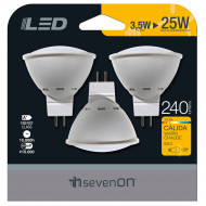 LED SMD SPOTLIGHT PLASTICO 3,5W (25W) 240lm GU5.3 120º 3000K 15000H 7hSevenOn BL.3