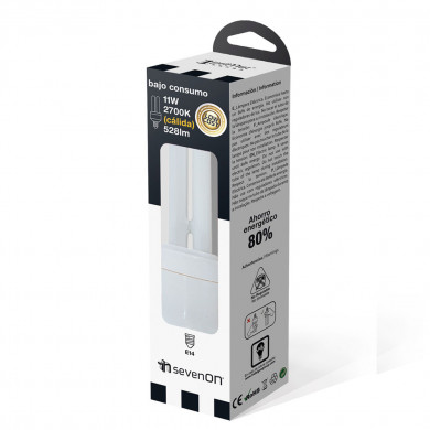 BOMBILLA CFL 2U MINI T3 E14 11W 528LM 2700K 6000H 7hSevenOn CJ.1
