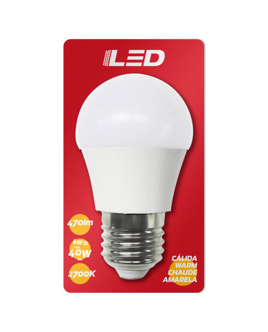 BOMBILLA LED ESFERICA G45 E27 6W (40W) 470LM 2700K 15000H BL.1
