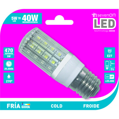 LED SMD PANOCHA MINI 5W (40W) 470lm E27 270º 6000K 25000H 7hSevenOn BL.1