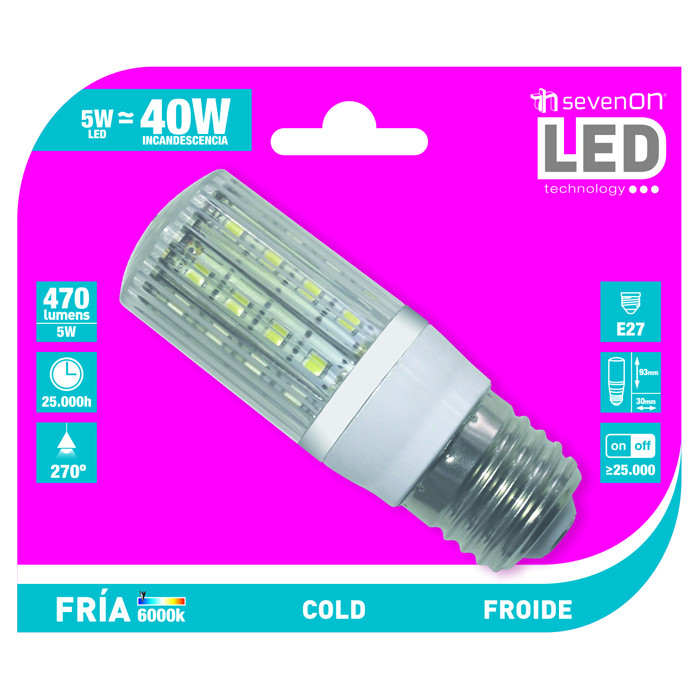 LED SMD PANOCHA MINI 5W (40W) 470lm E27 270º 6000K 25000H 7hSevenOn BL.1