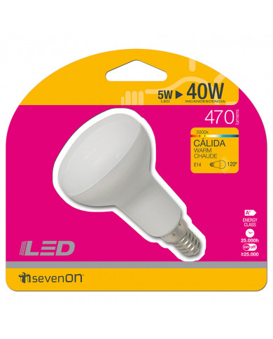 BOMBILLA LED REFLECTORA R50 CERAMICA E14 5W (40W) 470LM 3000K 25000H 7hSevenOn BL.1
