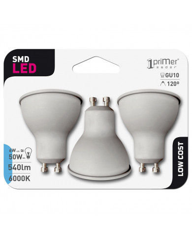 BOMBILLA LED SPOTLIGHT MR16 GU10 6W (50W) 540LM 6000K 15000H 1Primer Leader BL.3
