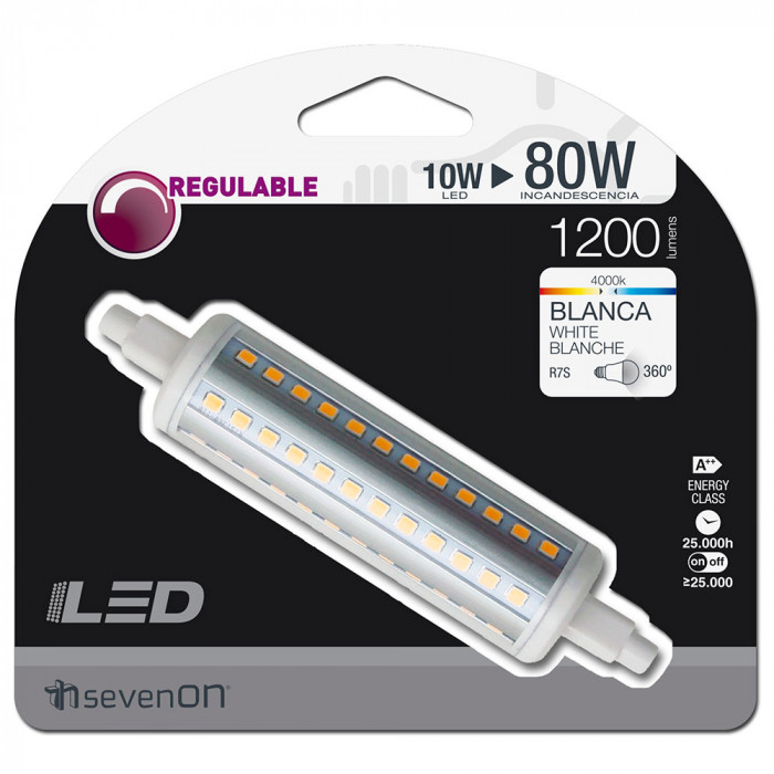 BOMBILLA LED R7S REGULABLE 118MM 10W (80W) 1200LM 4000K 25000H 7hSevenOn BL.1
