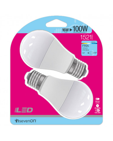 BOMBILLA LED ESTANDAR A60 E27 16W (100W) 1521LM 6000K 25000H 7hSevenOn BL.2
