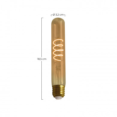 PACK 2 BOMBILLA LED DECORATIVA TUBULAR T30 FILAMENTO REGULABLE TRANSPARENTE E27 4W 200LM 2100K 15000H 7hSevenOn Vintage CJ.1