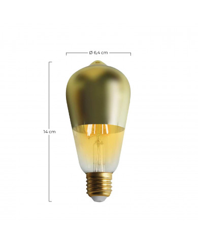 BOMBILLA LED DECORATIVA ST64 FILAMENTO REGULABLE CUPULA ORO/TRANSPARENTE E27 6W 600LM 2100K 15000H 7hSevenOn Vintage CJ.1
